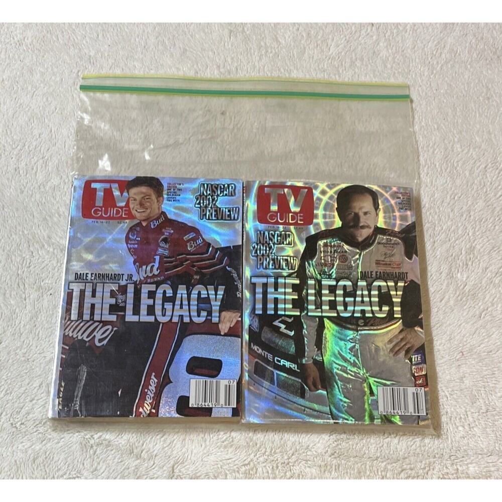 Lot TV GUIDE Magazine Dale Earnhardt And Jr Hologram Cover NASCAR 2002 Feb 16-22